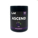 Pre-workout supplement container labeled 'Ascend' with branding on a white background by UM, previously UM Sports and Urban Muscle
